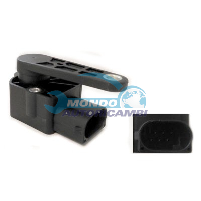 Height sensor for headlight range adjustment
